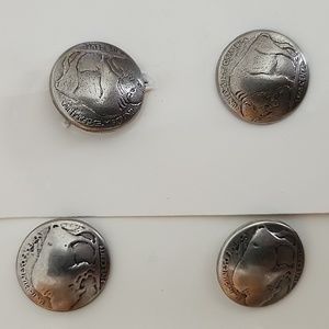 VTG 1980s Faux Five Cents Buffalo Coin Button Lot of 4